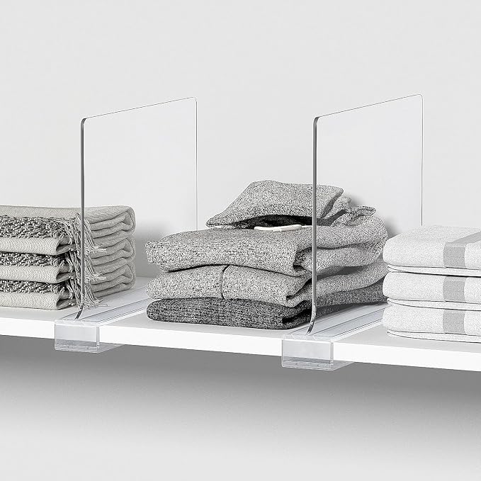 Aolloa 16 PCS Shelf Dividers for Closet Organization Acrylic Clear Closet Shelf Divider for Wooden Shelving Suitable for Wooden or Vertical Shelves Or Bedroom, Kitchen and Office - Image 5