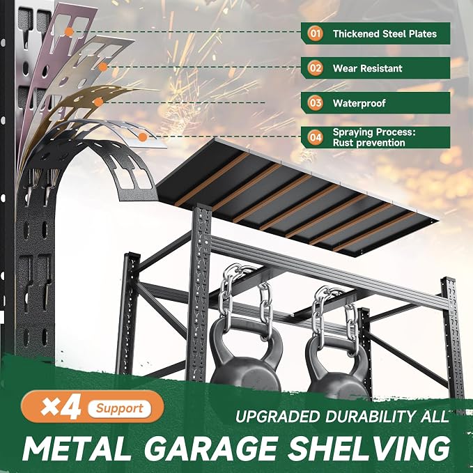 Letaya 8000LBS Storage Shelves Heavy Duty,75" W Garage Shelving Units, 4 Tier Adjustable Utility Rack Shelf,Large Metal Industrial Shelves,for Shop,Warehouse,Basement,Black (75" W x 24" D x 70" H) - Image 8