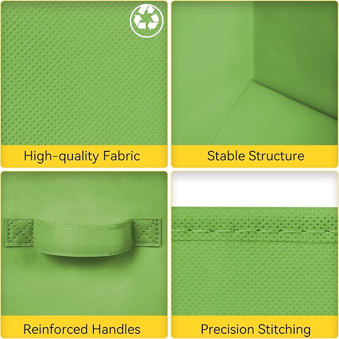 Cupic Cupid 11 Inch Storage Cube, Fabric Cube Storage Bin with Handles, Storage Cube Organizer for Clothes and Toys, Collapsible Cube Bins for Closet, Shelves, Nursery, 6-Pack, Green - Image 4