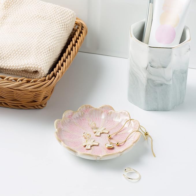BEUNAIZER Jewelry Dish Tray, Ring Dish, Ceramic Trinket Tray, Key Bowl, Decorative Plate, for Friends Sisters Daughter Mother (pink) - Image 5