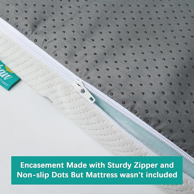 Pack and Play Mattress Protector Cover Zipper, Compatible with Graco Pack n Play &Dream On Me &Pamo Babe Playard Mattress to 1.5 Inches, Waterproof Viscose Made from Bamboo Playard Mattress Encasement