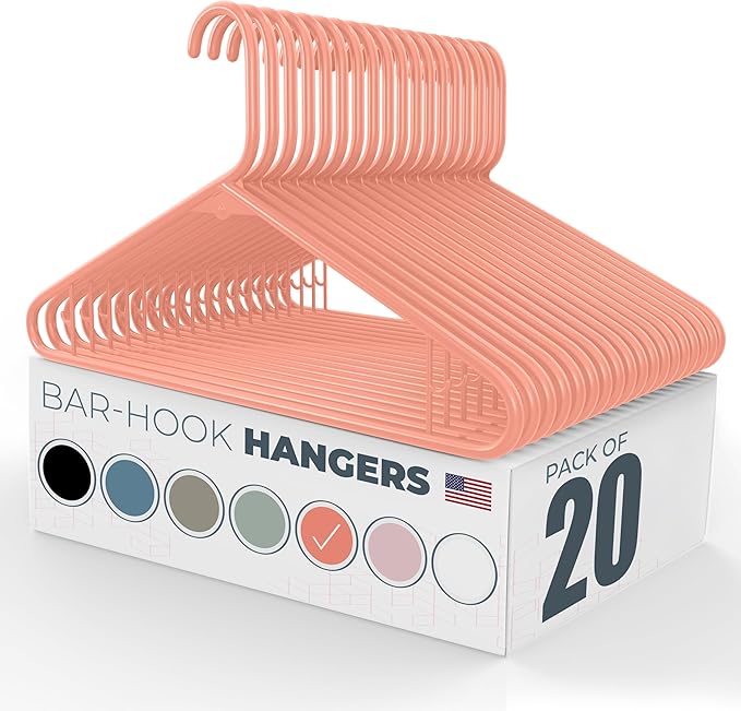 Neaties Plastic Hangers 20 Pack - Made in the USA - 6lb Capacity Standard Clothes Hangers with Strap Hooks for Dresses, Lingerie, Shirts, Pants, and Jackets - Peach by NeatiesHangers