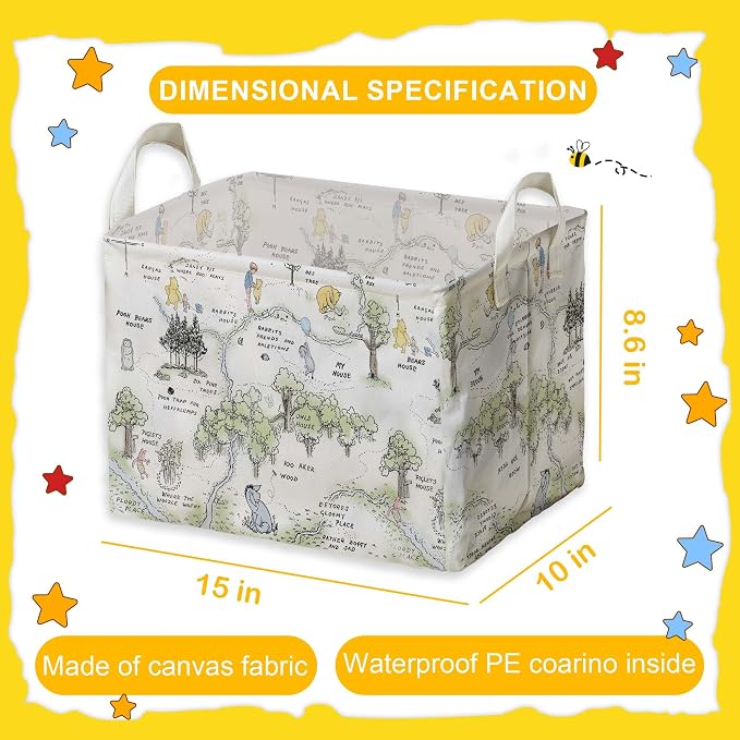 Winnie Nursery Baby Stuff, Winnie Storage Basket, Winnie Nursery Storage Baske Storage Basket With A Waterproof PE Coating, Storage Baskets Suitable For Bathroom and Bedroom - Image 2