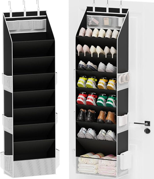 Criusia Shoe Organizer, Over the Door Shoe Organizer for Closet, Hanging Closet Shoe Storage with Large Deep Pockets, Holds Sneakers, Sandals, Boots, Fits 16–24 Pairs, Black by Criusia
