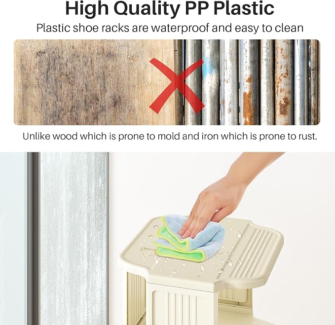 Kitstorack Vertical Shoe Rack: 5 Tiers Stackable Shoe Rack for Closet DIY Free Standing Shoe Organizer Small Shoe Shelf for Small Spaces and Narrow Spaces Plastic, White - Image 5