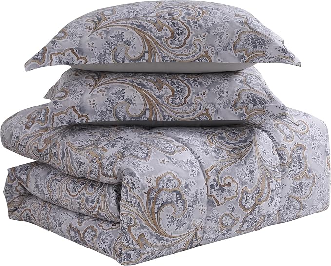 Paisley Comforter Set Queen with Sheets Bed in a Bag – Deep Pocket Fitted Sheet with Elastic Corners, Cozy Comforter, Pillowcases & Shams – Soft Microfiber All Season Bedding – Machine Washable