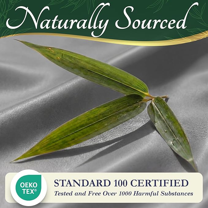 DECOLURE 100% Viscose Derived from Bamboo Sheets Twin Size - Luxury 4 Pc Naturally Cooling Sheets, Ultra Soft Bed Set - Deep 17" Pockets, Durable Double Stitching, Oeko Tex Standard (Light Grey)