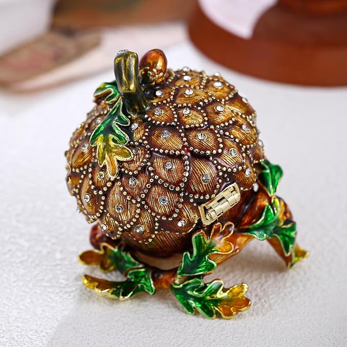 Hand Painted Fruit Trinket Box for Home Decor, Hinged Jewelry Organizer Storage, Unique Personalized Collectible Keepsake Figurine Handmade Decorative Ornament Gifts (Acorn) - Image 5