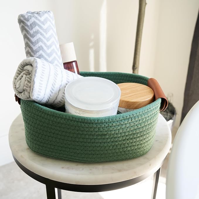 Beautiful Storage Basket Set of 5 - Sturdy Cotton Rope Baskets for Shelves Are Perfect for Organizing Your Home - Quality Storage Bins Easily Fit With Any Nursery or Bedroom Decor - Image 7