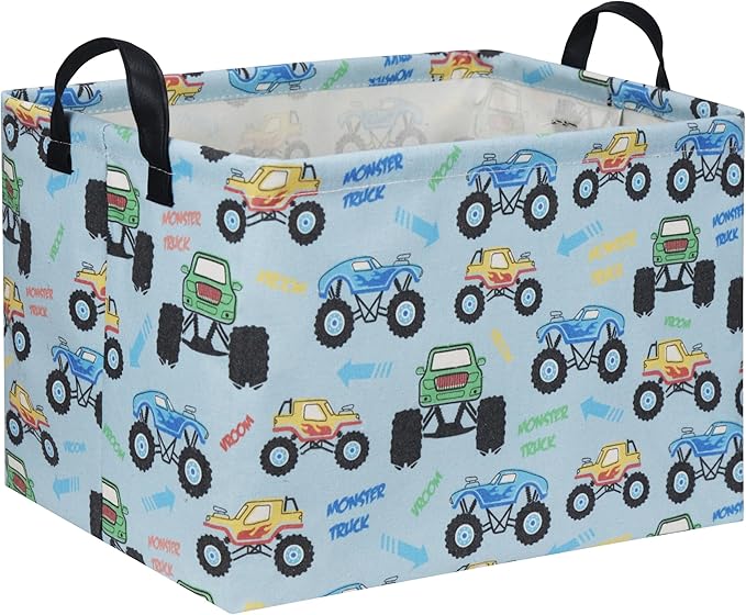 Rectangular Monster Truck Baskets Kids Gift Bins Empty Baby Basket for Boys Toy Storage Basket Organizer Bin Box Room Decor for Home(Monster Truck) by DDBASKET