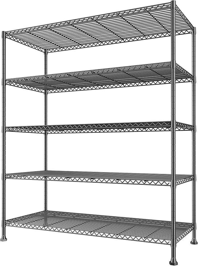 REIBII 45.5''W Storage Shelves Wire Shelving, 5 Tier Pantry Shelves for Storage Rack, Adjustable Metal Shelving for Pantry Kitchen Steel Shelving, 45.5" W x 71" H x 17.7" D by REIBII