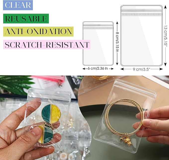 Transparent Jewelry Storage Book Travel Jewelry Organizer Earring Organizer Case Bracelet Holder for Necklace Ring with Anti tarnish Pouches, Pack of 2 - Image 6