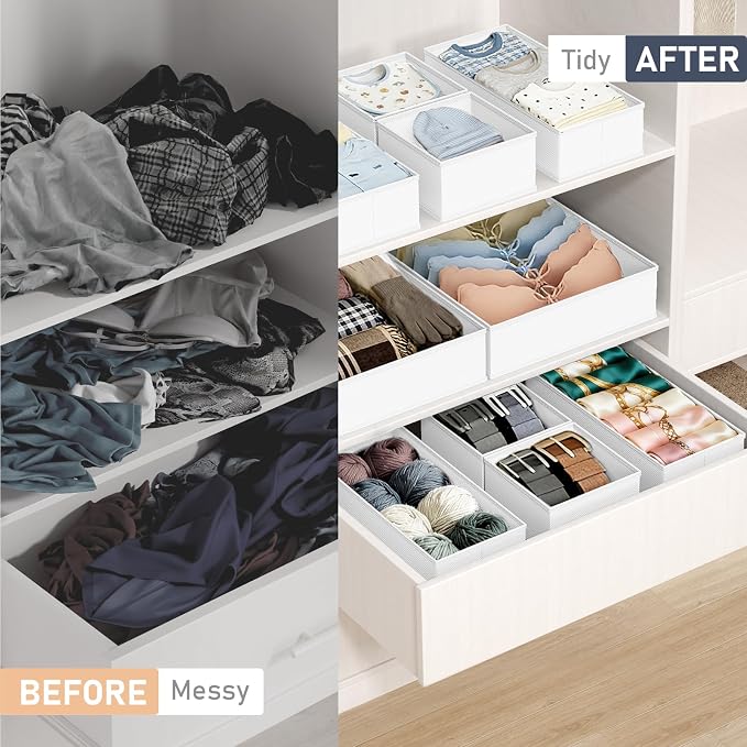 DIMJ Drawer Organizer Clothes- 26 Pack Baby Dresser Organizer for Nursery, Small Fabric Closet Drawer Organizer Bins for Underwears Socks, Foldable Storage Dividers Organization for Bedroom - Image 5