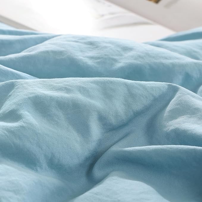 WRENSONGE King Size Comforter Set- 7 Pieces Soft Blue Bed in a Bag with Fitted Sheet, Flat Sheet, 2 Pillow Shams, and 2 Pillowcases- Warm King Bedding Set for All Season
