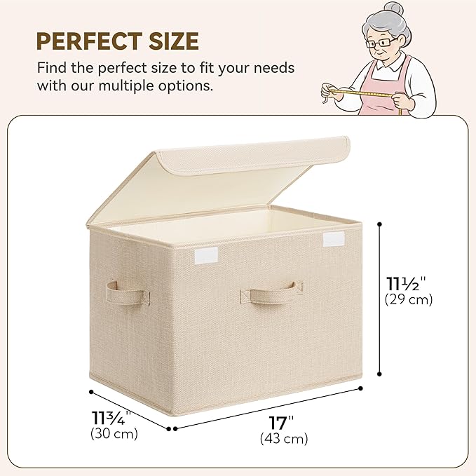 GRANNY SAYS Closet Storage Bins, Decorative Storage Boxes with Lids, Clothes Organizing Bins, Lidded Baskets for Toys, Clothing, Extra Large, Khaki, 2-Pack - Image 6