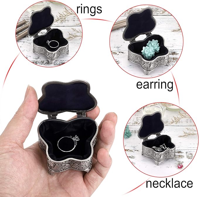 Hipiwe Vintage Metal Jewelry Trinket Box - Butterfly Shape Jewelry Organizer Treasure Chest Ring Holder, Earrings Necklace Storage Box Keepsake Box for Women - Image 3
