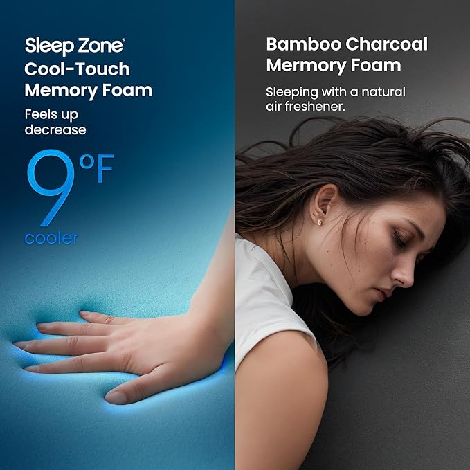 SLEEP ZONE Dual Layer 4 Inch Memory Foam Mattress Topper, 2 inch Cooling Gel Memory Foam Plus 2 inch Waterproof Removable Pillowtop Mattress Pad Cover for Back Pain, Comfort Support (Queen)