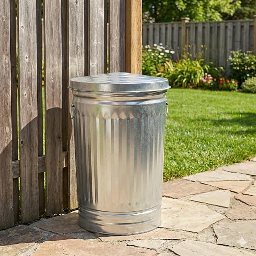 31 Gallon Galvanized Steel Trash Can with Lid - Heavy Duty Outdoor Metal Garbage Bin for Pet Food, Seed & Charcoal Storage - Rodent Proof, Weather Resistant & Rust Free - Image 7
