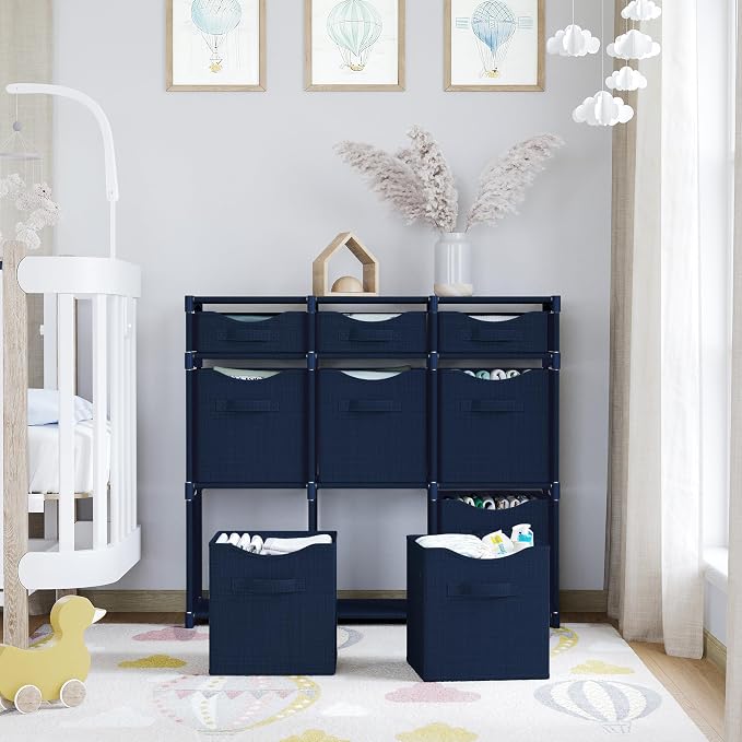 Cube Storage Organizer with Storage Bins Included - The Perfect Closet Organizers and Storage Solution. Includes 9 Storage Cubes, Great For Toy Storage, Closet Storage, Clothes Storage (Navy) - Image 7