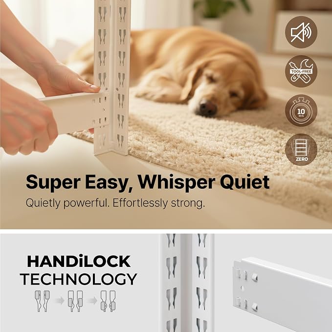 HOMEDANT House 24.4" W 5 Tier Heavy Duty Garage Shelving Adjustable Metal Rack Storage Shelves Standing Shelf Unit Organizers Pantry Closet Office White 2Pack - Image 6