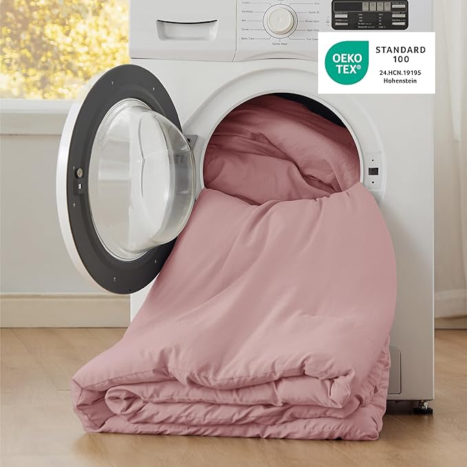 Bedsure California King Comforter Set, Pink Soft Prewashed Bedding for All Seasons, 3 Pieces GentleSoft™ Bed Set, 1 Lightweight Comforter (104"x96") and 2 Pillowcases (20"x36")