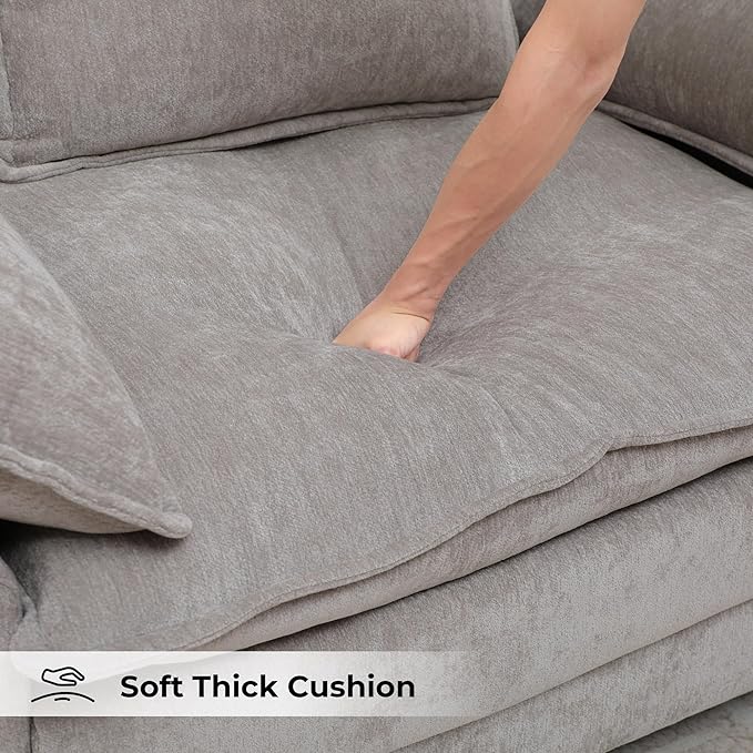 Modern Oversized Accent Chairs Set of 2,Chenille Cloud Sofa Chair with Deep Seat,Upholstered Armchair with Extra Thick,Comfy accent chairs Reading Chairs for Living Room Bedroom Apartment LIGHTGREY