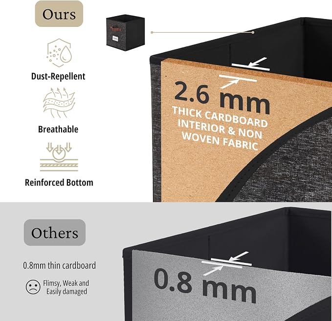 DECOMOMO Storage Baskets, 13x15x13 Storage Cube Bins with Labels for Organizing Shelves Kallax (Kallax / 4pcs, Black Pattern) - Image 6