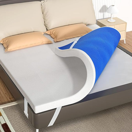 WAVV 3 Inch Gel Memory Foam Mattress Topper Queen, Egg Crate Mattress Topper, Cooling Pad, with Removable and Washable Cover, Relieve Back Pain, Pressure Relief