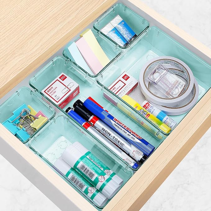 StorMiracle 23 PCS Drawer Organizer Set, 5 Varied Size Bathroom and kitchen Drawer cabinet organizer Trays, Clear Storage Bins for Makeup, Jewelry, Utensils and Gadgets - Image 6