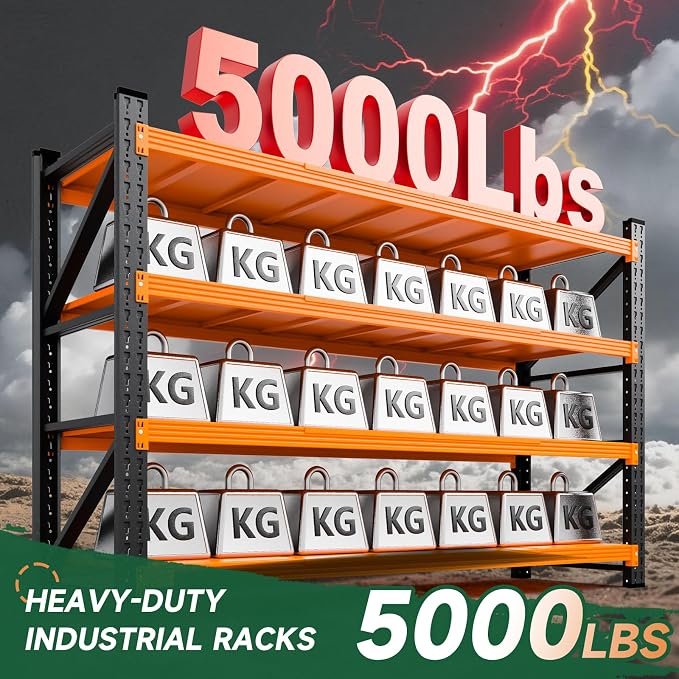 Letaya 71.3" W Metal Storage Shelves,5000LBS Heavy Duty Garage Shelving Units, 4 Tier Adjustable Utility Rack Shelf,Large Industrial Shelves,for Shop,Warehouse,Basement (71.3" W x 24" D x 70" H) - Image 3