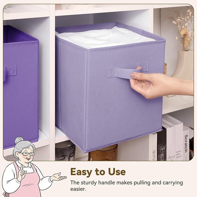 GRANNY SAYS 11 Inch Cube Storage Bins, 6 Pack Cube Storage Organizer with Handles, Storage Cubes for Shelves, Closet, Shelf Oganizer Bins, Purple Gradient - Image 5