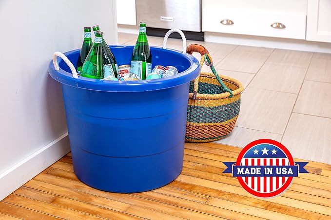 United Solutions Easy-Access Storage Rope Handle Tub, 19 Gallon, Blue, 2 Count (TU0335) - Image 8