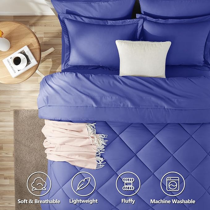 CozyLux Queen Comforter Set Very Peri - Bed in a Bag Queen Size 7 Pieces, Luxury Soft Bed Set for All Seasons, Bedding Set with Down Alternative Comforter, Sheets, Pillowcases & Shams