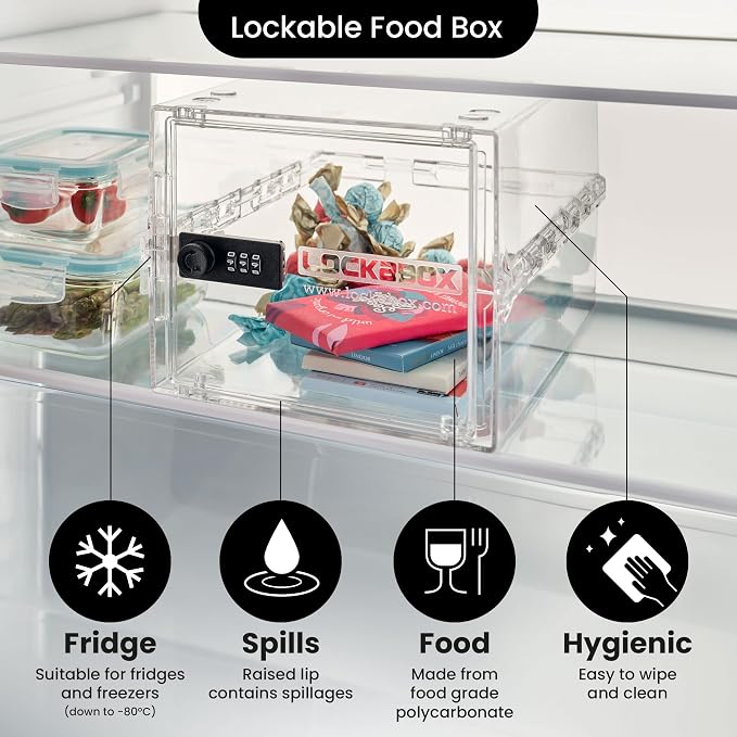 Lockabox One™ | Premium Lock Box | Medium Combination Lock Box For Food, Medicine & Home Safety | External Size 12 x 8 x 6.6 inches (Crystal) - Image 6