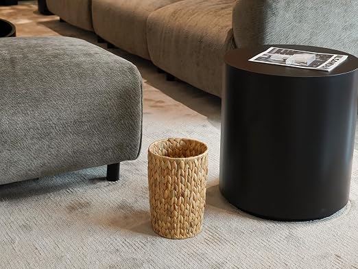 Coeusy Wicker Trash Can,Small Bathroom Trash Can,Water Hyacinth Wicker Waste Basket for Bathroom,Boho Waste Basket for Bedroom,Home Office,Compact Spaces(2 Gallon Round) - Image 3