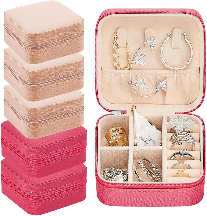 Taiyin Travel Jewelry Case, Bridesmaid Gifts Mini Jewelry Organizer, PU Leather Portable Earring Box for Women Girls by Taiyin
