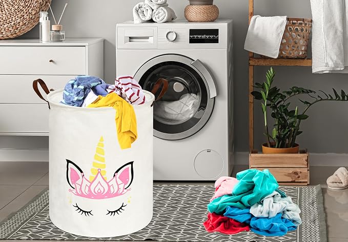 MAIZMZ Baby Waterproof Storage Basket Kids Hamper Nursery Bins Organizer Gift Toy Box Laundry Basket for Women Large Canvas Collapsible Chest for Home/Dorm/Office/Room Decor - Image 2