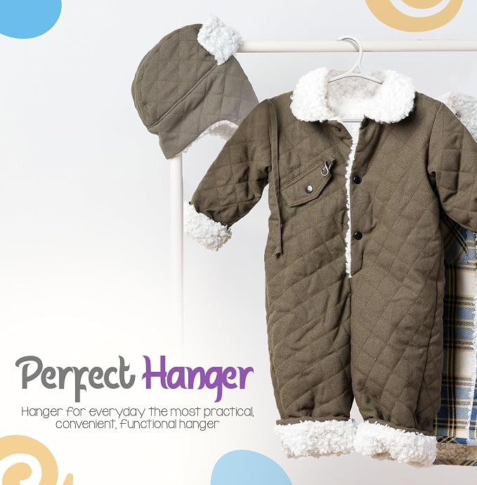 Utopia Home Kids Hangers 60 Pack - 11 Inch Plastic Baby Hangers for Closet - Childrens Hanger for Clothes & Infant Hanger for Closet - Non-Slip Shoulder Grooves, Strap Hooks & Pants Bar (White) - Image 7