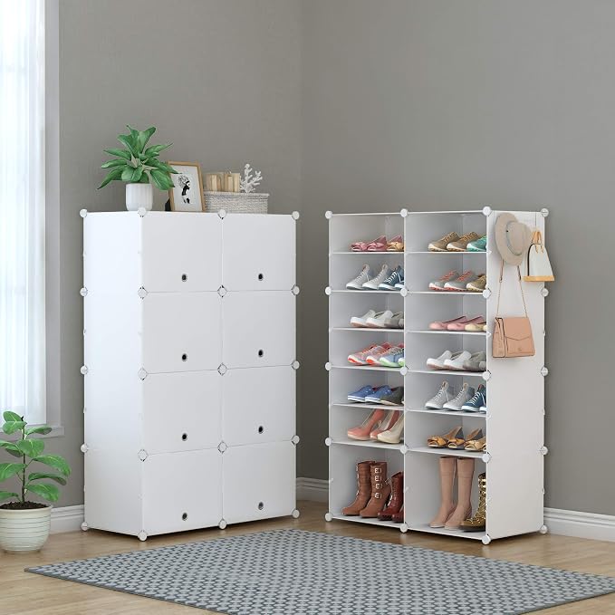 HOMIDEC Shoe Rack, 8 Tier Shoe Storage Cabinet 32 Pair Plastic Shoe Shelves Organizer for Closet Hallway Bedroom Entryway | 32 Pair, Shoe Shelves, Organizer, for Closet - Image 7