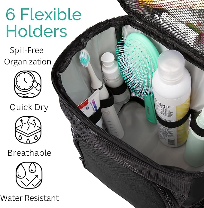 TERRA HOME Original Portable Shower Caddy For College Dorms - Foldable Mesh Tote - Dorm Room Essentials - Durable Hanging Travel Shower Bag - Perfect for College Students, Men, Women (Black) - Image 5