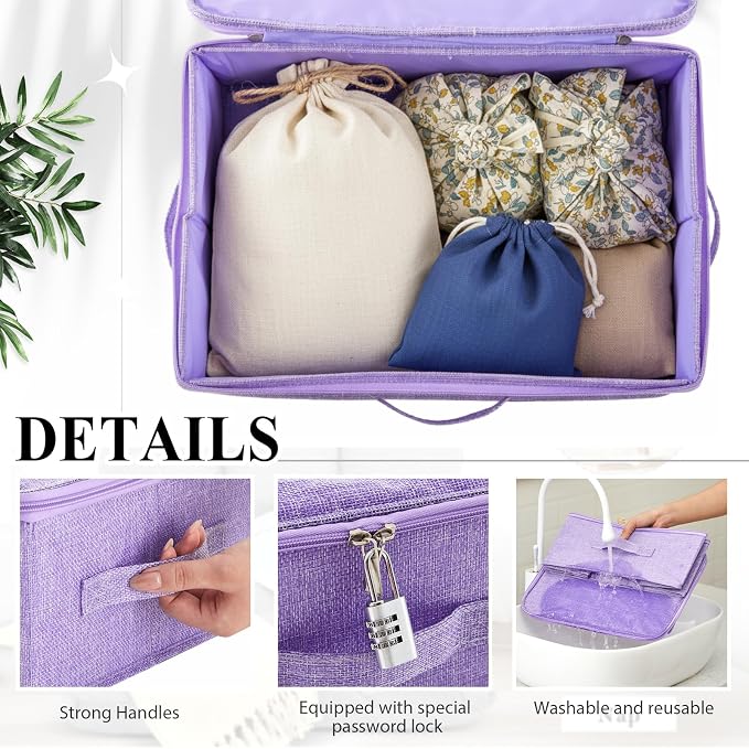Briwooody Discreet Lockable Toy Bag Storage Organizer Toy Bag Storage Bins Case with Zipper Lid for Women and Men Clothes Container(Purple,15 x 10 x 6.3 Inch) - Image 5
