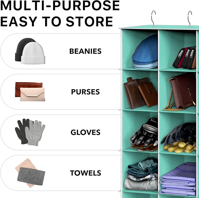 Simple Houseware 24 Section Shelves Hanging Shoes Organizer Holder for Closet, Turquoise - Image 7