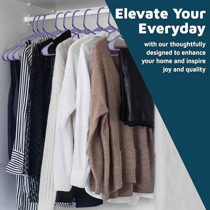 Lifemaster Plastic Clothes Hangers – Heavy Duty Hanger Set, for Organizing Clothes, Dresses, and Coat, Holds Up to 5 lbs, Space-Saving Hangers with Non-Slip Shoulder Grooves, Pack of 5, Purple - Image 3