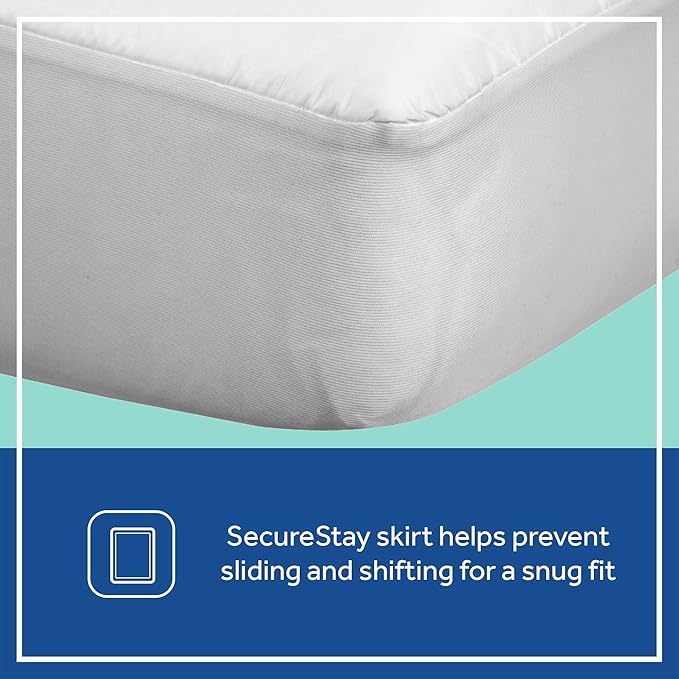 Sealy Baby Allergy Protect Antimicrobial Crib Mattress Protector Pad, Fitted Toddler Bed Cover, Protective Sheet for Boys & Girls Bedding, Waterproof, Machine Washable / Dryer Friendly, 52x28" - White