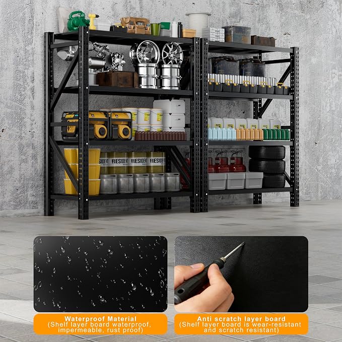 Heavy Duty Garage Shelving, 46" W x 20" D x 71" H, 3500 LBS Capacity, 4-Tier Adjustable Metal Storage Shelves, Reinforced Steel Storage Rack for Garage, Basement, Utility Room - Image 6