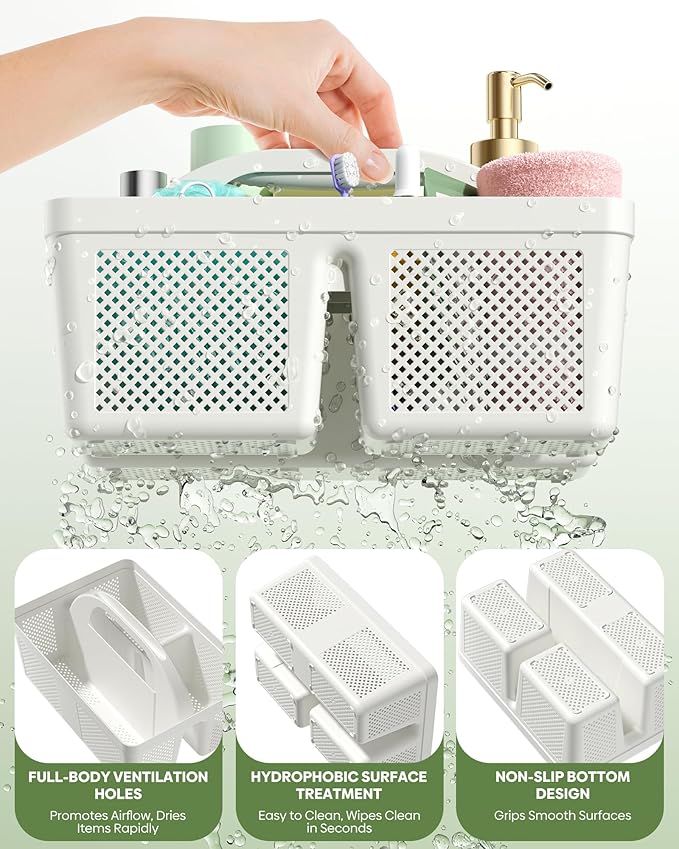4 PCS Large Portable Shower Caddy with Handle, Plastic Cleaning Caddy, Shower Basket for Bathroom, College, Dorm Room Essentials, Multi-scenario Organizer Storage Tote - Image 5