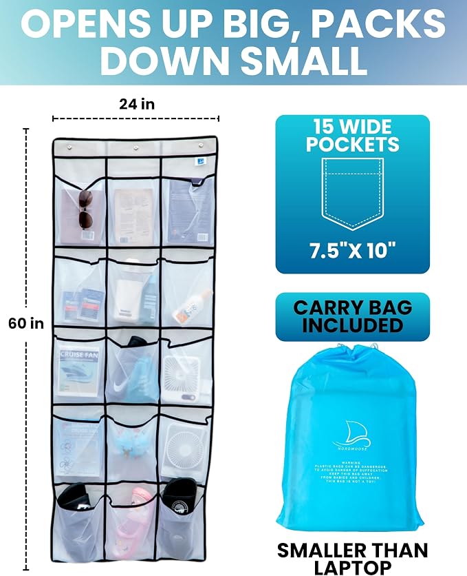 Nordmoose Cruise Ship Magnetic Door Organizer, Over The Door Organizer For Cruise Ships, Magnetic Shoe Rack - 3 Strong Anti-Scratch Magnets - Large Durable Pockets To Store Cruise Essentials 2026 - Image 5