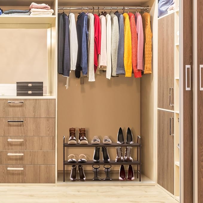Simple Houseware 2-Tier Shoe Rack Storage Organizer, Bronze - Image 9