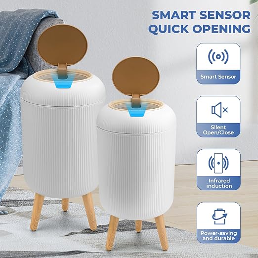Pukomc 2 Pack Automatic Trash Can 12L /3 Gallon and 10L /2.64 Gallon Bathroom Trash Bin with Lid Touchless Small Smart Motion Sensor Garbage Cans for Kitchen, Bathroom,Living Room and Bedroom - Image 7