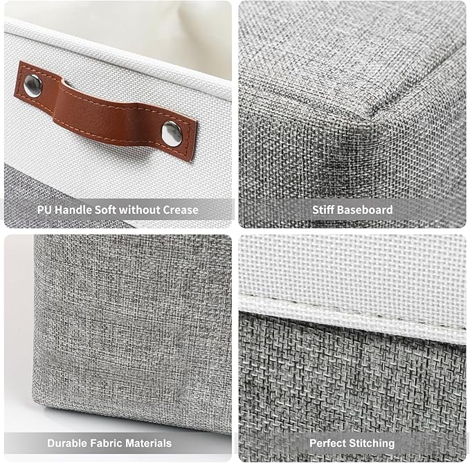 Bagnizer Storage Bins Large Fabric Storage Baskets for Shelves 3 Pack, Decorative Linen Closet Baskets with Handles for Organizing, Shelf, Clothes, Home, Office, 15x11x9.5Inches (Grey&White) - Image 5